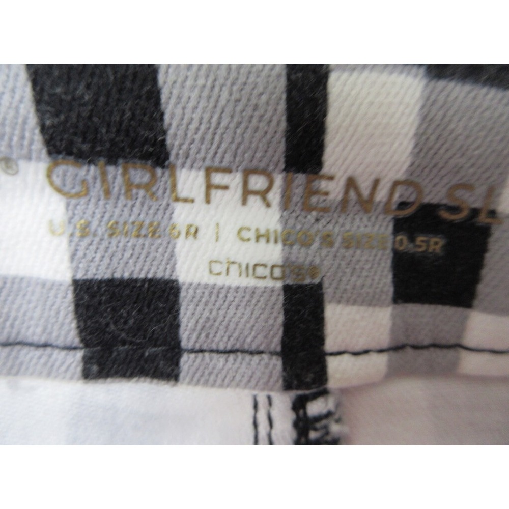 Chicos Preppy Pants Women 6 Chicos 0.5 Black White Gingham Cottagecore Casual - Picture 12 of 16